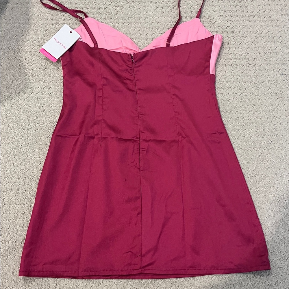 Honey Pink Contrast Mini Dress - Picture 2 of 2